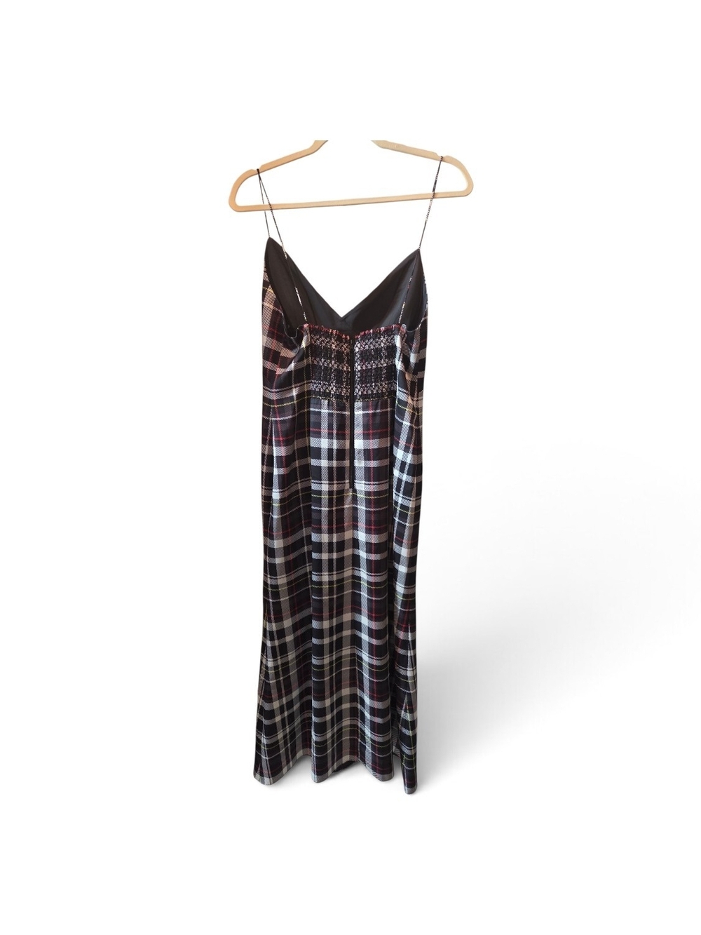 Alice + Olivia Burgundy & Black Plaid Slip Midi Dress Size 10 - Picture 2 of 4